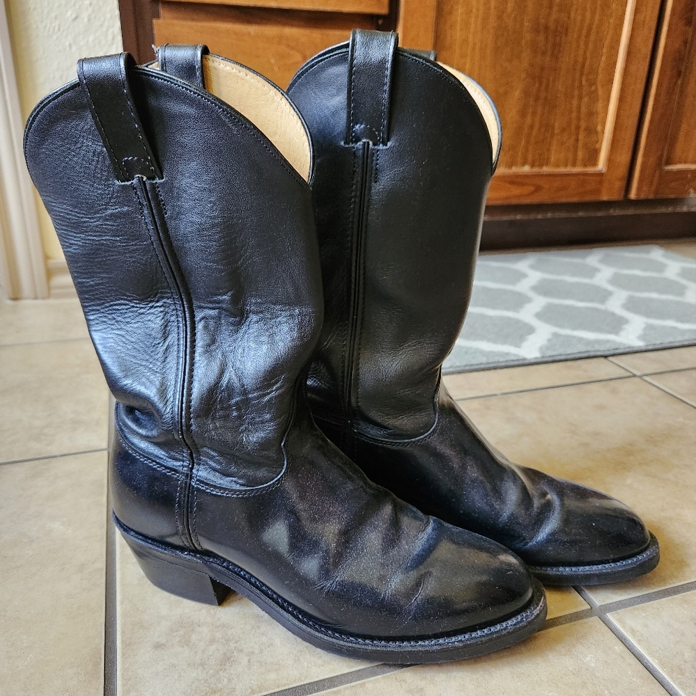 Justin Boots Men's Black Pilot Uniform Western Boots size 9